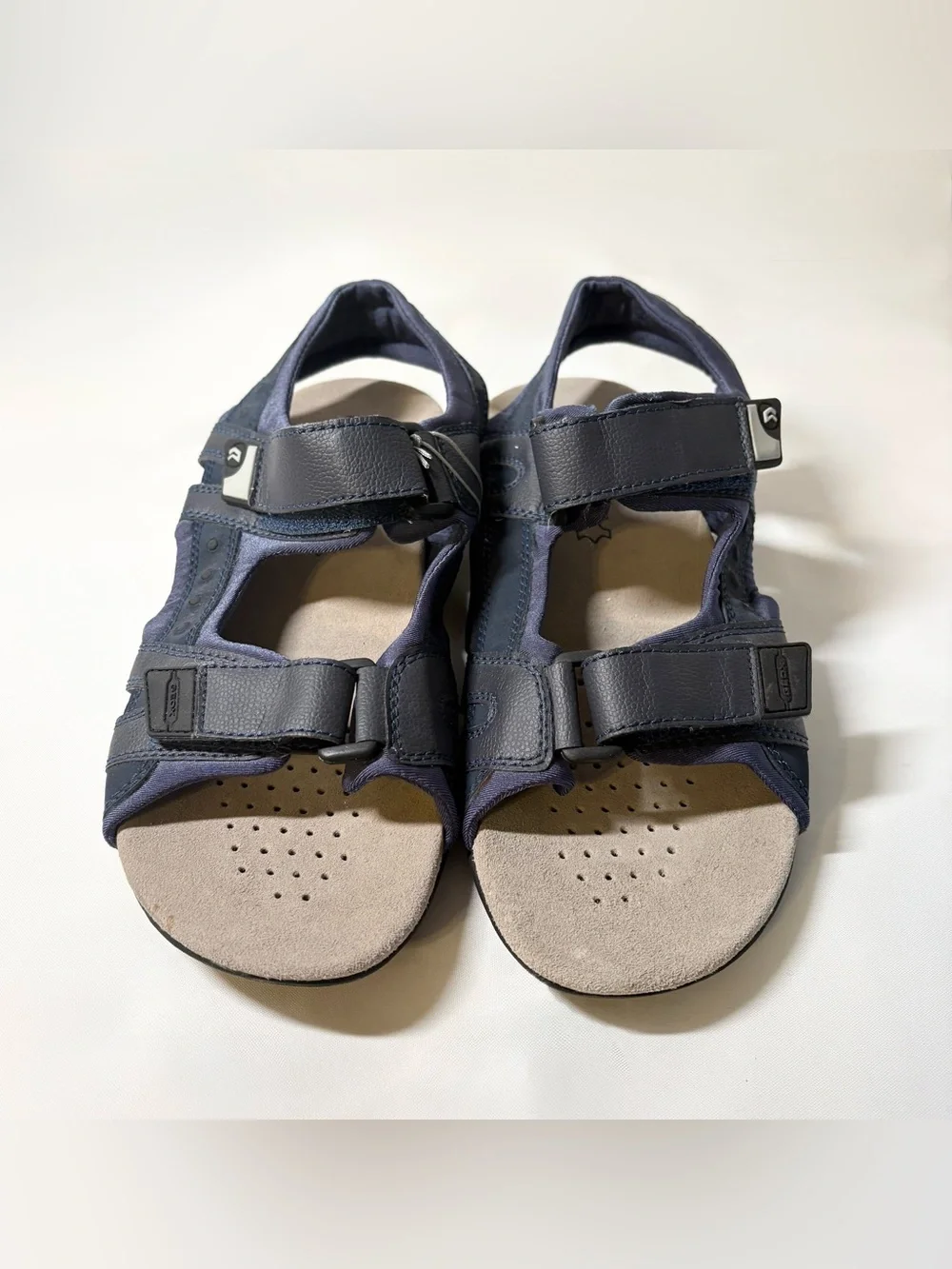 Geox Strada Navy Dual Hook and Loop Adjustable Strap Men’s Sandals Size 9